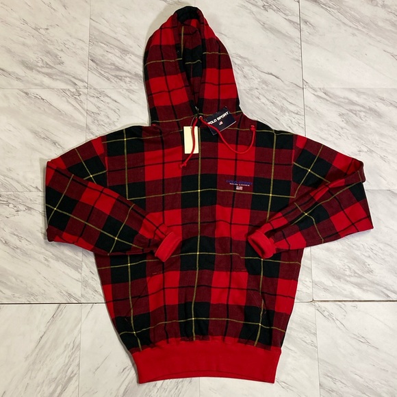 NWT polo sport Plaid print hoodie